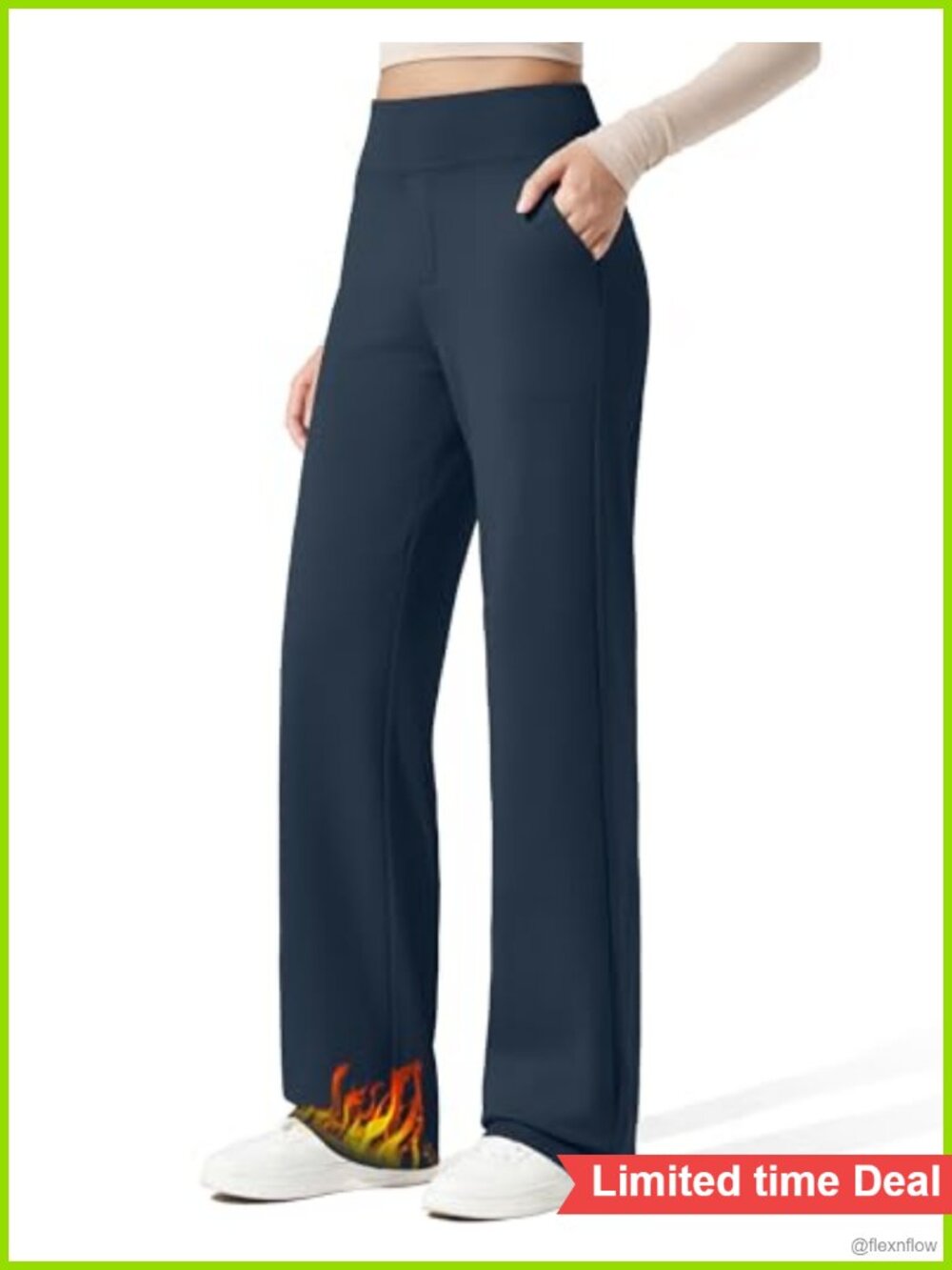 Fleece Lined Wide Leg Sweatpants High Rise Thermal Petite Work